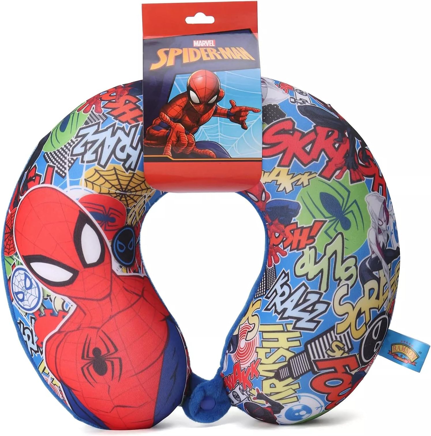 Ramson Spiderman Print Ultrasoft Memory Foam Neck Pillow for Travelling | Gift for Kids
