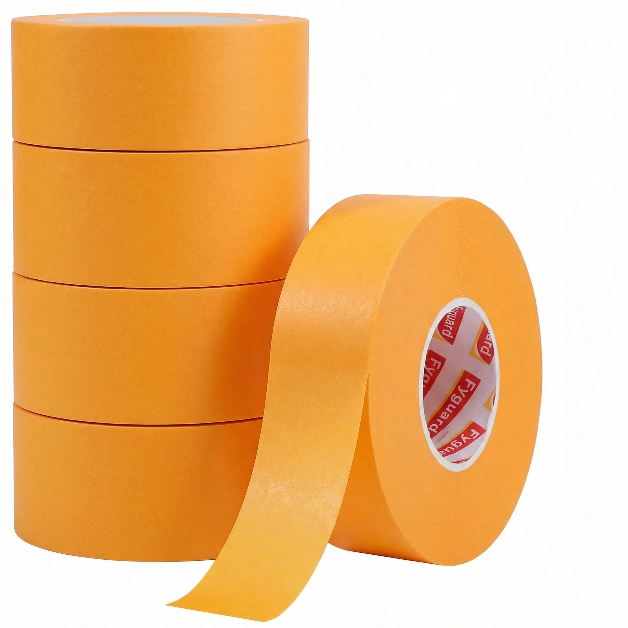 Fyguard 5 Rolls Painters Tape Yellow, 24mm x 50m Masking Tape for Painting Paper Tape Orange Waterproof for Sharp Paint Lines Edge Treatment, No Residue