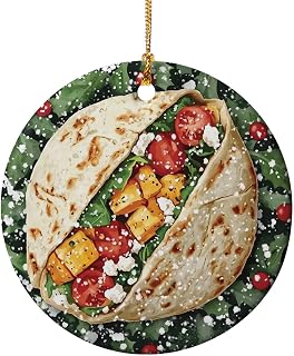 Chicken Caesar Wrap Close up Style 3 - Ceramic Ornament – Handcrafted Christmas Tree Decoration and Holiday Keepsake Gift
