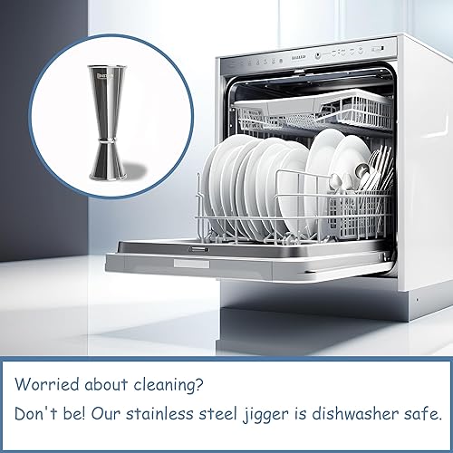 Miniatura 4 de Jigger para bartending, jigger de cóctel profesional japonés de acero inoxidable 304 de alta calidad y resistente, 2 onzas y 1 onza con dimensiones