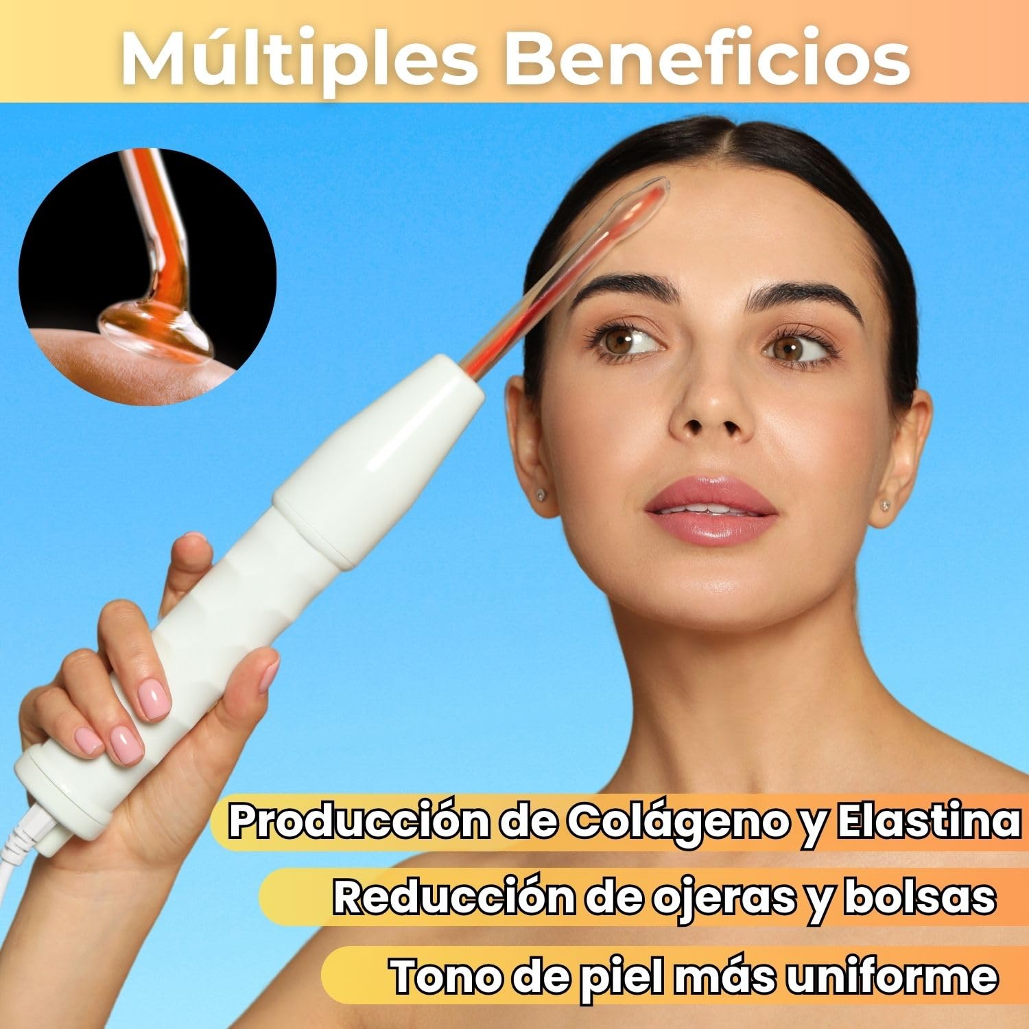 Alta frequenza professionale del viso e dei capelli - High Frequency Wand - Alta frequenza estetica facciale - Macchina rimuove rughe, acne e macchie sulla pelle - Tecnologia LED con 4 elettrodi