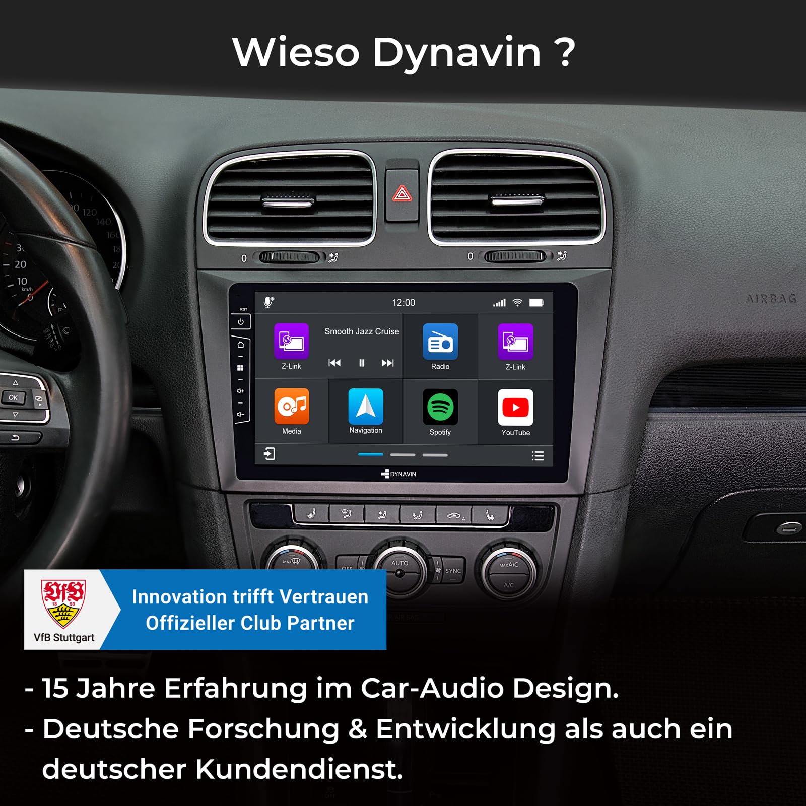 DYNAVIN Android Autoradio Navi für VW Golf 6, 9 Zoll OEM Radio mit Wireless Carplay und Android Auto | Head-up Display | Inkl. DAB+: D9-DF31 Premium Flex