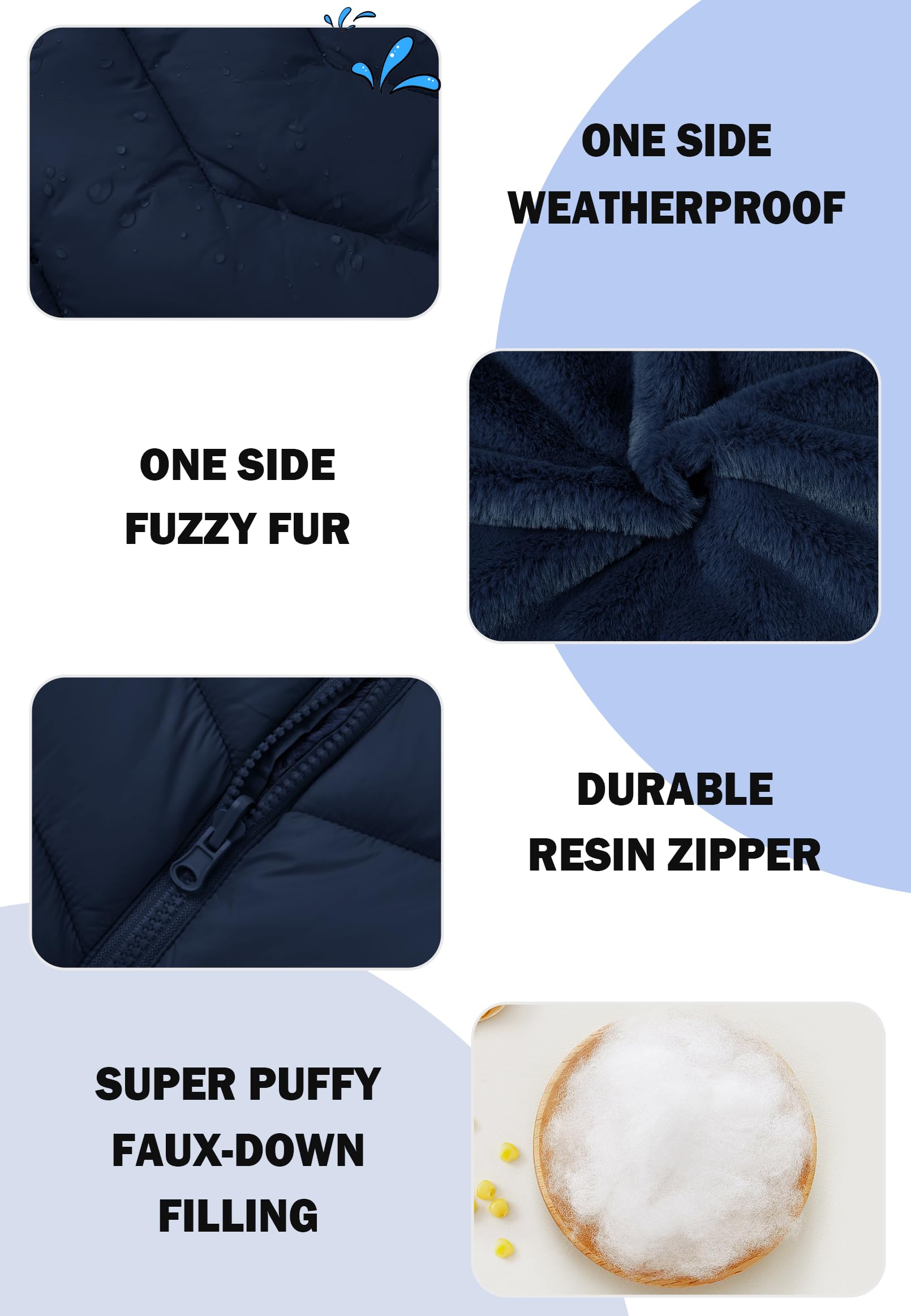 maoo garden Chaqueta Hinchada Reversible de Invierno para Niñas Abrigo Resistente al Agua con Forro Polar Difuso de Plumón Falso Pesado para Niños