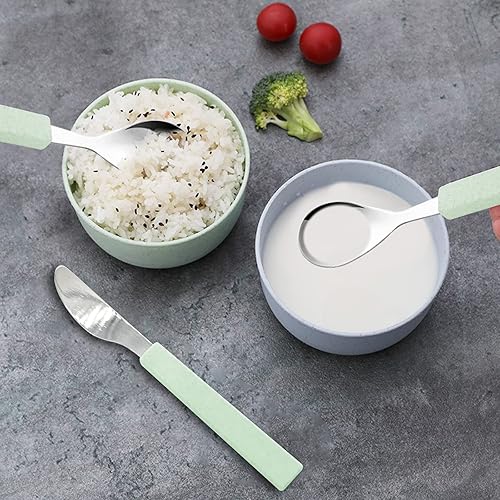 Miniatura 4 de VANRA Juego de 3 utensilios para niños de acero inoxidable 1810 para niños, cubiertos, cuchillos, cucharas, tenedores, con estuche de viaje para