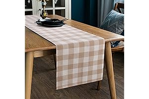 Brown Gingham 100% Cotton Dining Table Runner (13 by 72 inches)