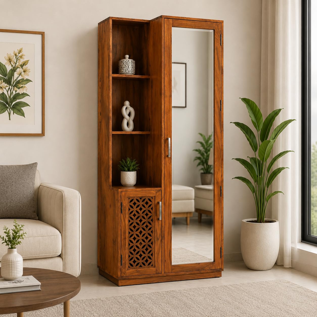 The Attic Eleganza Dressing Table for Bedroom|Solid Wood|Honey Matt Finish-image-49