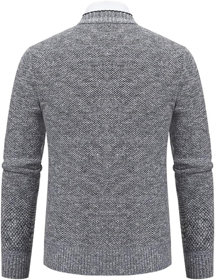 Men's V-Neck Single Breasted Ribbed Patchwork Knitted Cardigan Jacket Solid Color Casual Slim Fit Business Sweater Cardigan