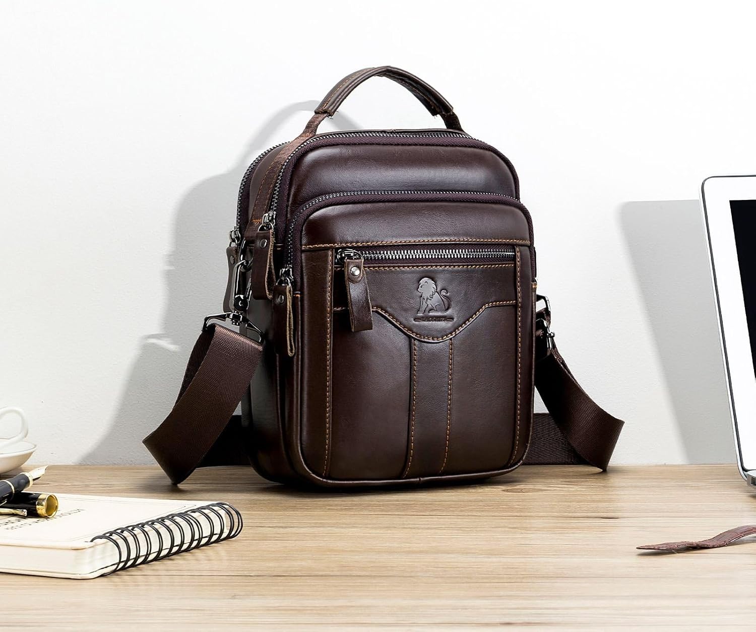 pundarika Genuine Leather CrossBody bag for men,shoulder bag purse for men,men's bag, Handbag small Messenger bag.