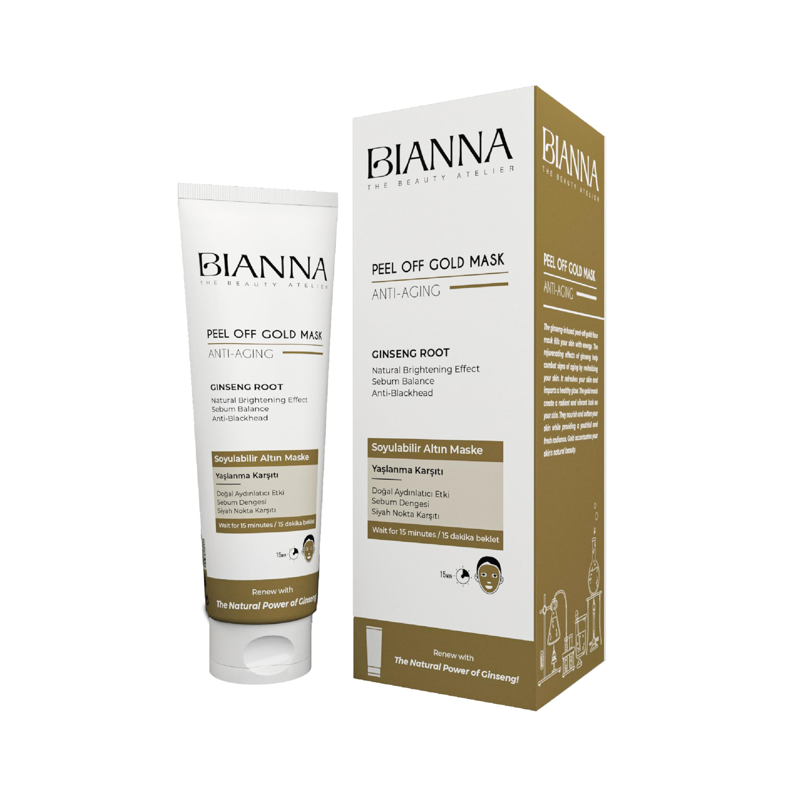 Altın Maske Antiaging Yaşlanma Karşıtı Soyulabilir Maske Ginseng Siyah Nokta Karşıtı - 100 ml