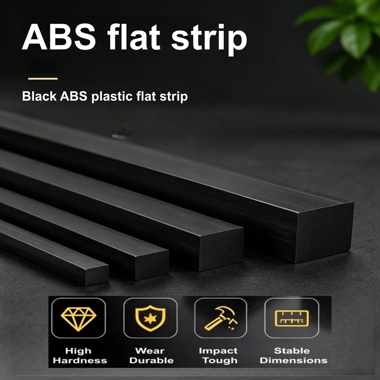 Barra Piatta Nera in ABS Rettangolare, plastica Resistente e Leggera per progetti Fai-da-Te di fresatura CNC, Taglio Laser, robotica e Realizzazione di custodie 500mm×70mm,8mm