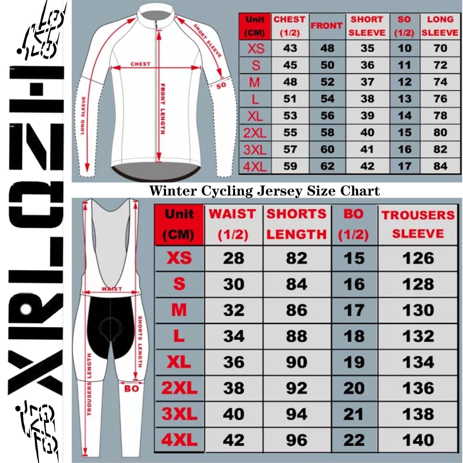Herren Radtrikot Set Fahrradbekleidung Set, Winter Radtrikot Set Fleece Rennrad Trikot Herren Set,Langarm Fahrradtrikot