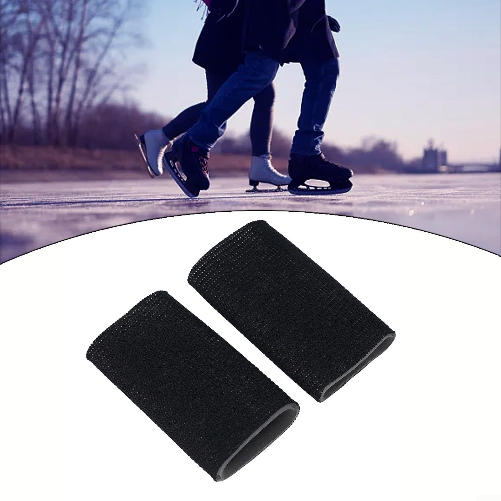 Lot de 2 manchons en gel pour patins à roulettes et patinage sur glace, soutien doux et confortable pour la protection de la cheville (noir)