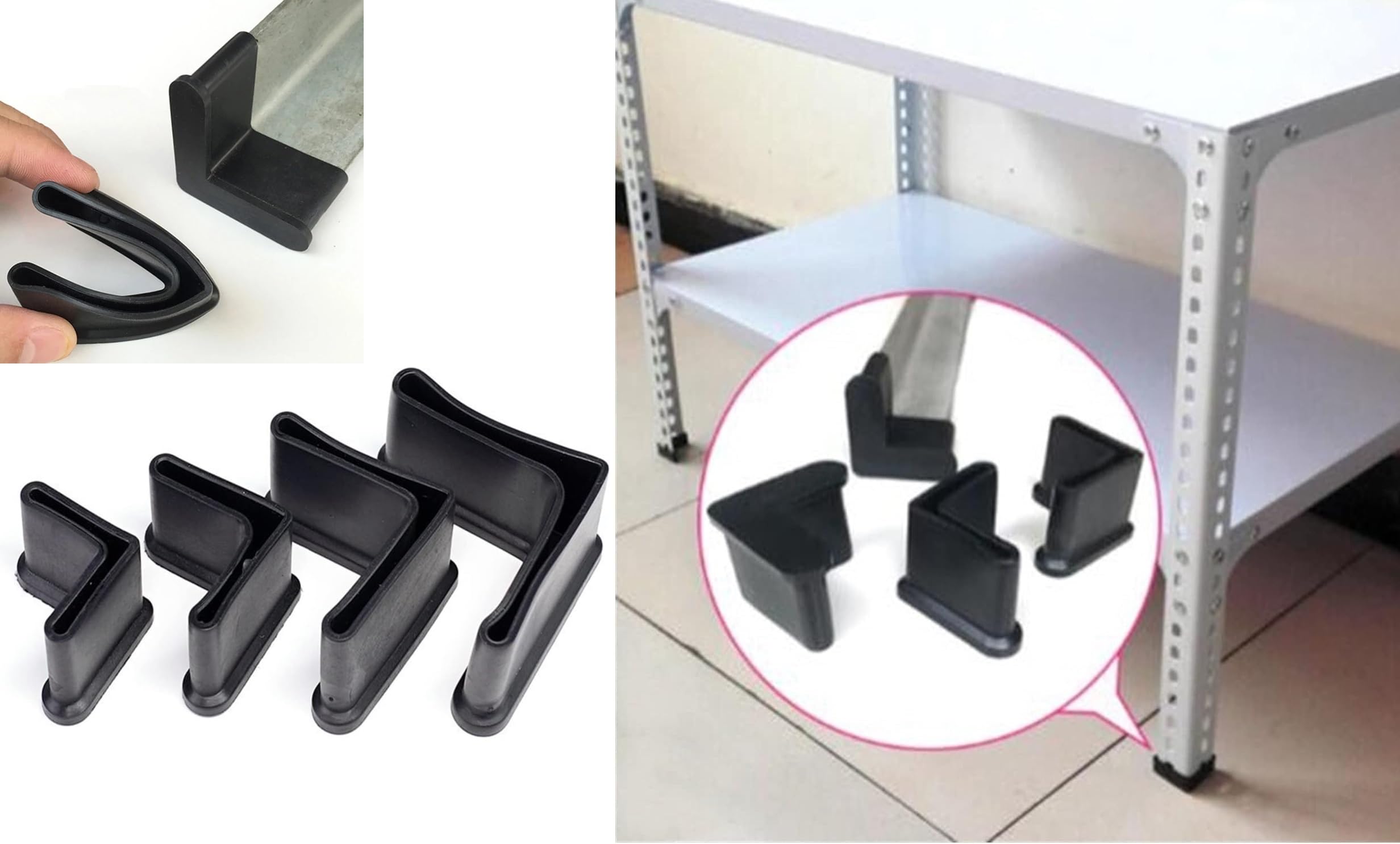 Image secondaire de 10 Embouts de Pieds d'Étagère Triangulaires en Caoutchouc Souple - Protection Meuble