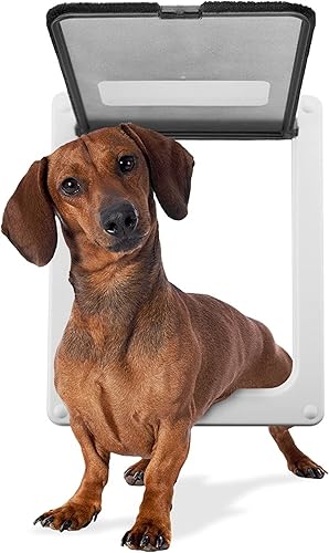 Miniatura 1 de Weebo Pets Puerta de mascota con bloqueo de raza media apertura de 11 x 9 pulgadas con solapa de plástico duro
