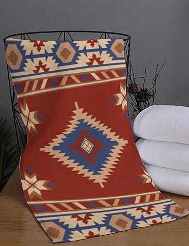 Miniatura 3 de Red Western - Juego de 2 toallas decorativas de mano azteca para baño, cocina, juego de toallas para la punta de los dedos, ideas de regalo de