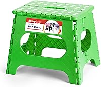 Vista 45 de ACSTEP Taburete plegable de 13 pulgadas, soporta hasta 300 libras, el taburete plegable ligero y antideslizante es lo suficientemente resistente