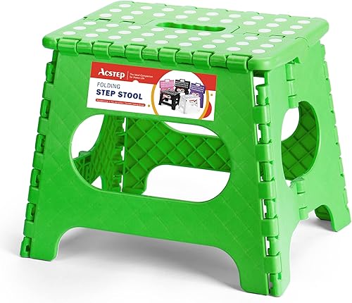 Miniatura 110 de Taburete plegable resistente de alta calidad de 13 pulgadas de altura para adultos, taburete de cocina, jardín, baño, color blanco Blanco,Bicolor