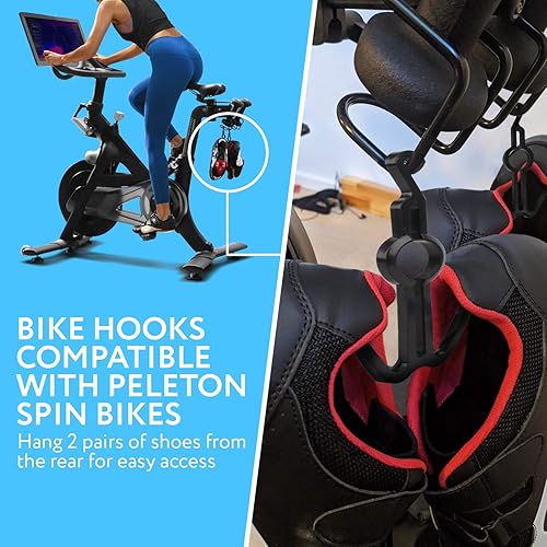 Miniatura 2 de Impresa Gancho para zapatos de ciclismo y gancho para bicicleta estática – Compatible con bicicletas Peloton Spin – Paquete de 2, plástico negro –