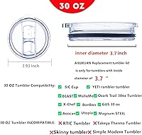 Vista 2 de Tapas de repuesto para vasos, tapas de vaso a prueba de derrames, 30 onzas para YETI Rambler, Ozark Trail y otras marcas de vasos de acero