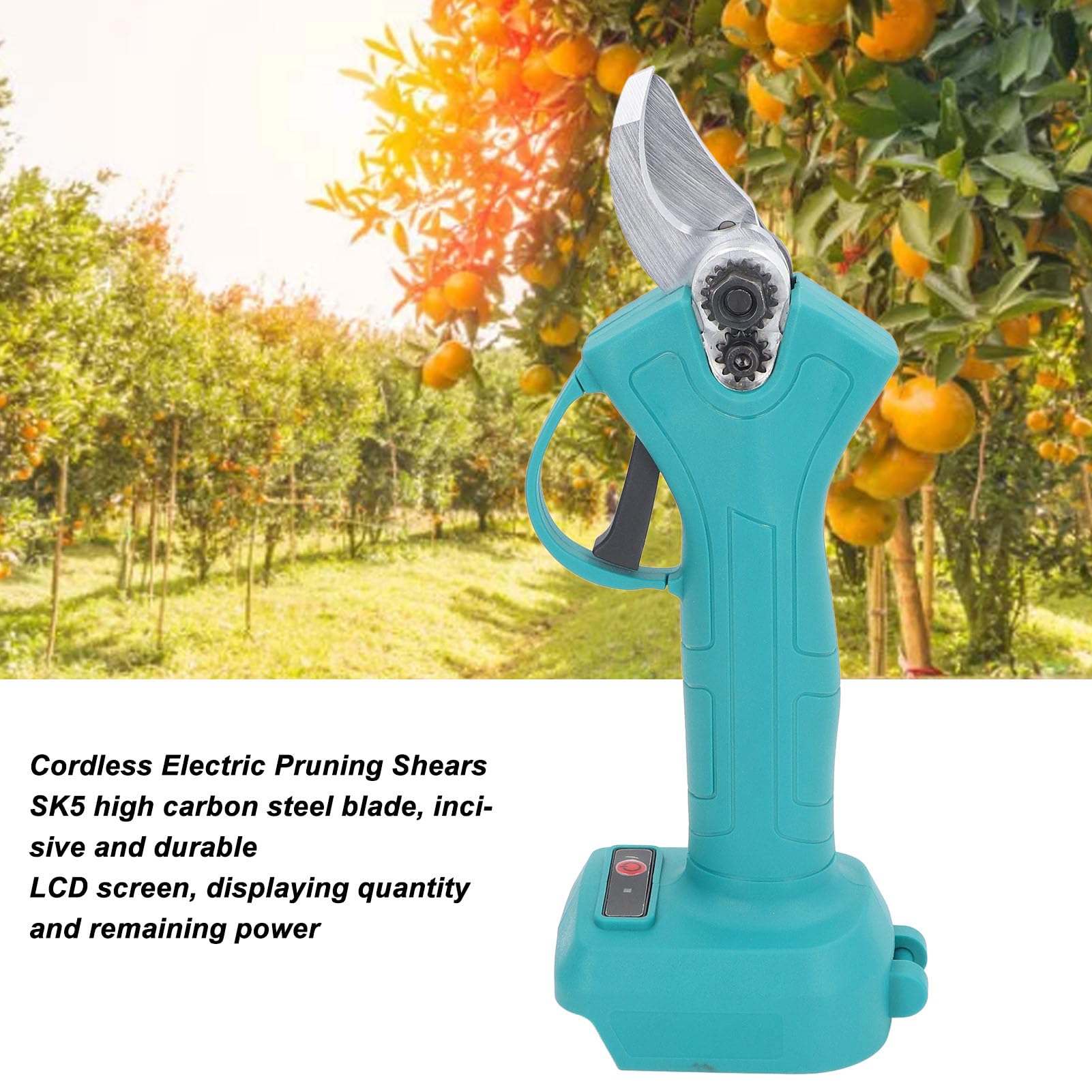 Potatore Elettrico a Batteria, Display LCD con Apertura da 2,5 Pollici Cesoie Elettriche Senza Spazzole, Cesoia per Rami Elettrico con Manico Ergonomico per Giardini