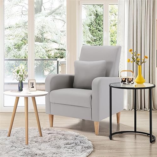 Miniatura 52 de COLAMY - Sillón moderno con cojín para sala de estar, sofá individual y auxiliar para ocio y lectura, tapizado en tela con patas de madera, color