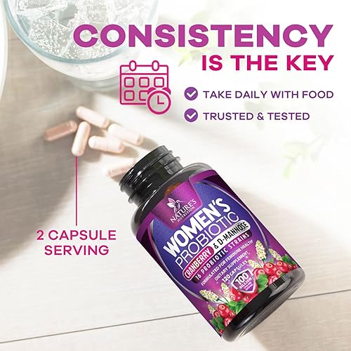 Miniatura 9 de Probióticos para mujeres, 60 mil millones de UFC, 16 cepas, prebióticos y arándano, equilibrio de pH, salud digestiva, apoyo vaginal e inmunológico,