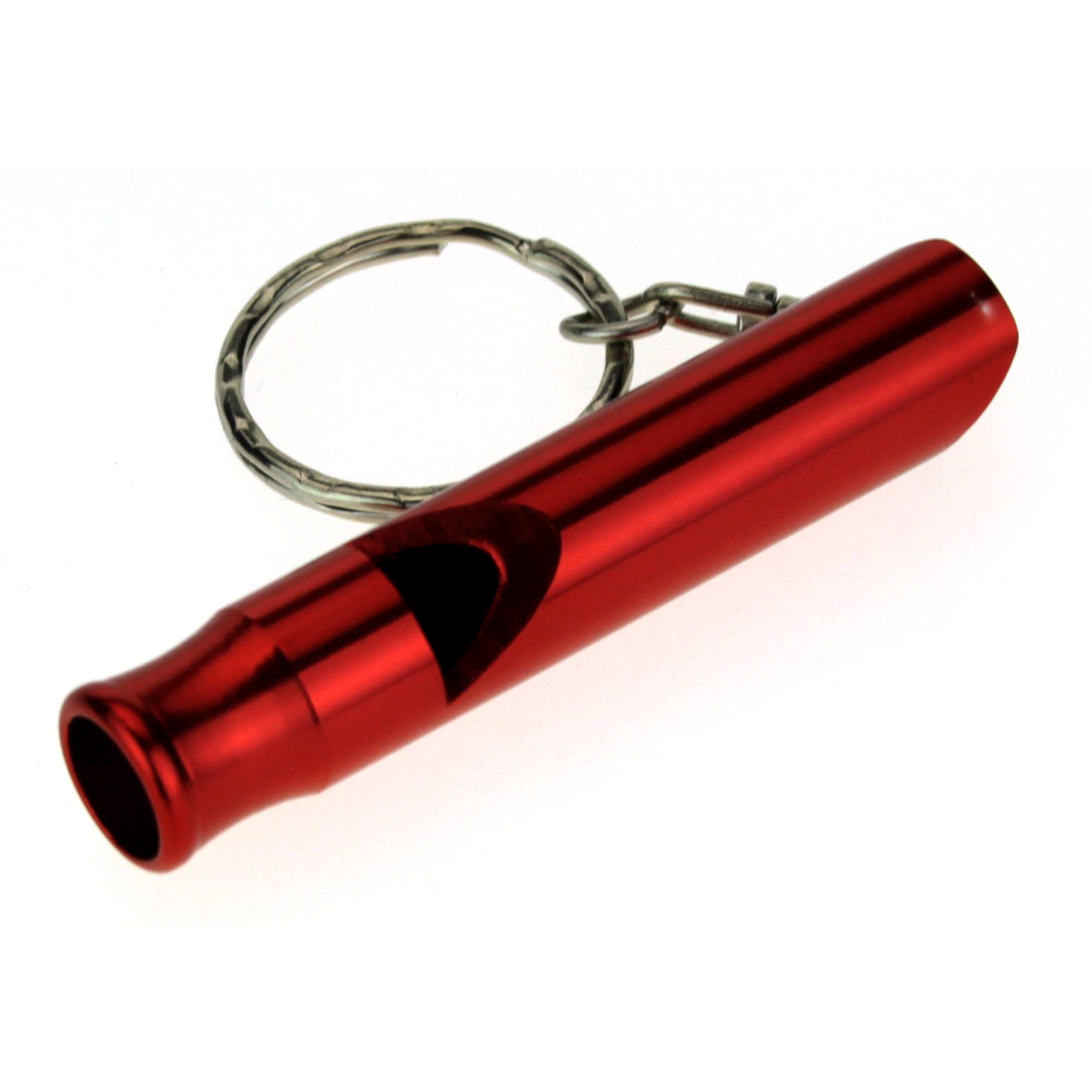 Simple Minimal Metal Anodized Aluminum Pipe Whistle Keychain Red