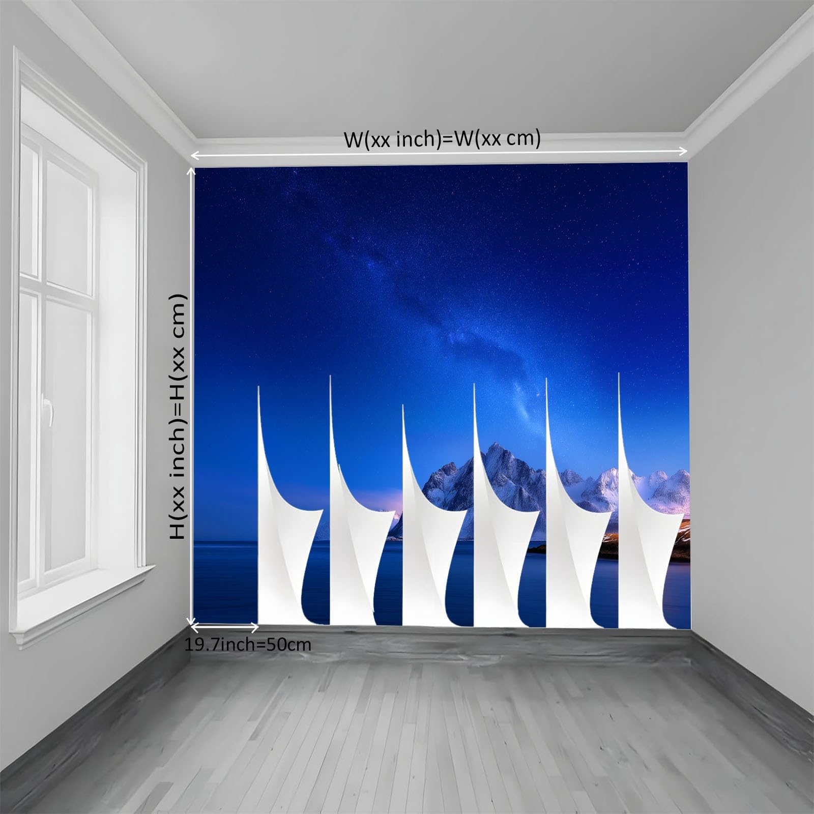 Panoramiczna tapeta 200 x 140 cm fantazyjny spokój gwiaździste niebo góry włóknina XXL fototapeta dekoracja ścienna gobelin do salonu sypialnia - tapeta Trompe l'eil efekt 3D, ciemnoniebieski