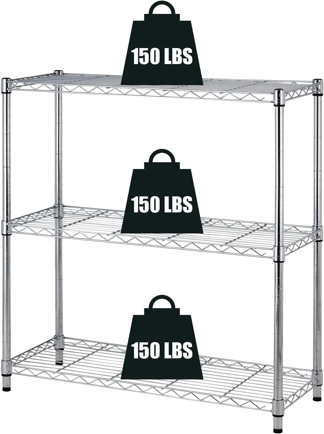 Amazon.com: MGHH 3-Tier Adjustable Wire Storage Shelving Rack, 150 Lbs ...