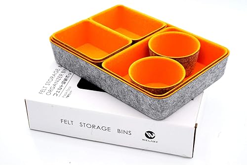 Miniatura 10 de Organizadores de cajones, bandejas de fieltro, contenedores de almacenamiento de escritorio, contenedores pequeños, caja organizadora redonda para