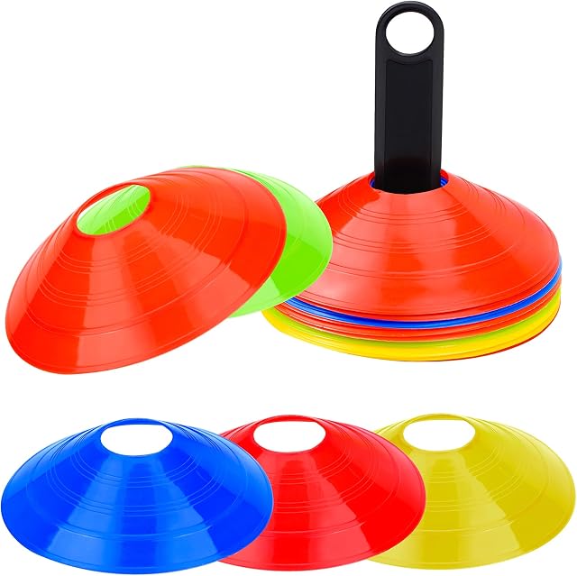 TDDL 20 Pcs Marker Saucer Cones Disc Mini Training Cones Sport Agility Safety Football Training Accessories with Carry Handle and Net Bag for Football Game, Athletics UVM, Field Markers