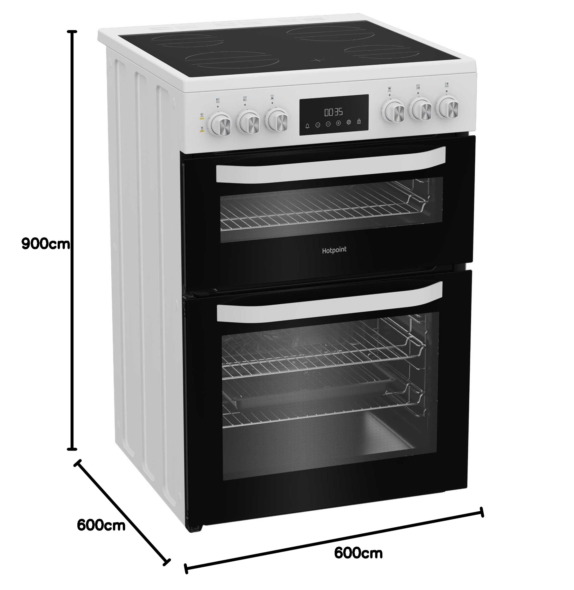 Hotpoint HDE6VDW 60cm Electric Double Cooker with Multiflow - White — view 7