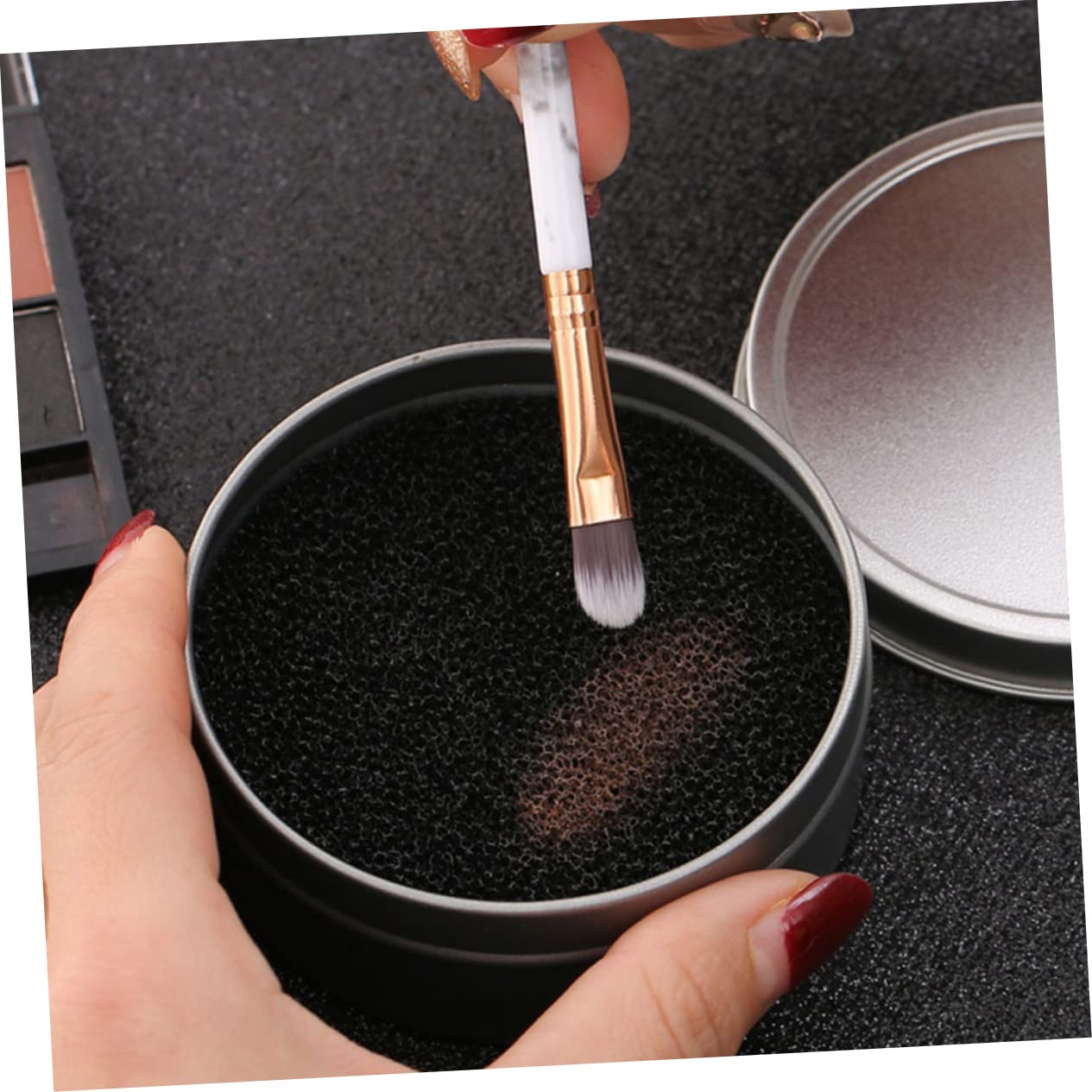 TOVINANNA 1 Set 15pcs Reusable Makeup Remover Pads Dry Cleaning Makeup Sponge Quick Dry Cleaning Mat Makeup Brush Cleaner Safe Washable for Travel