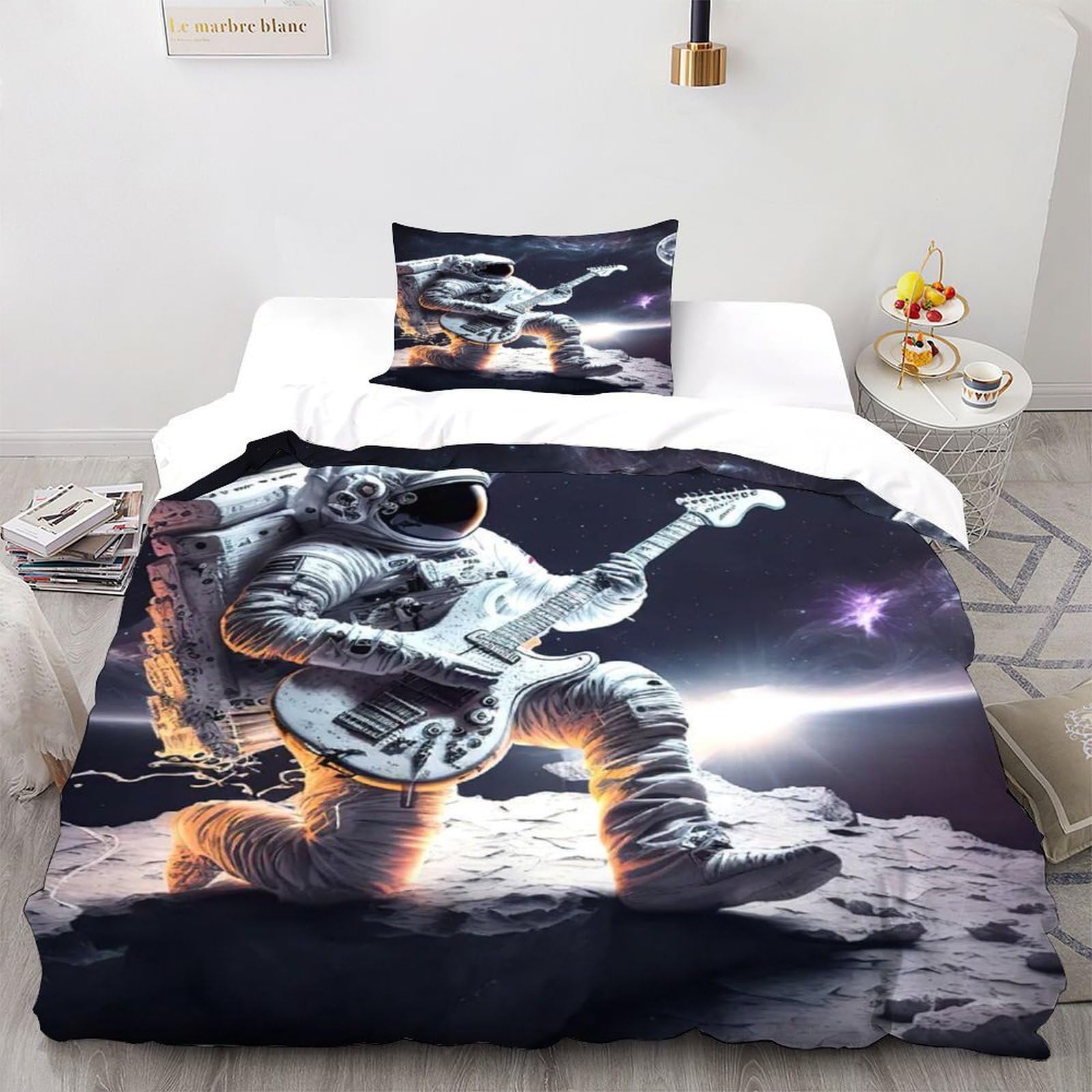 Housse de couette space theme 135x200cm pour un lit sans plis ni repassage