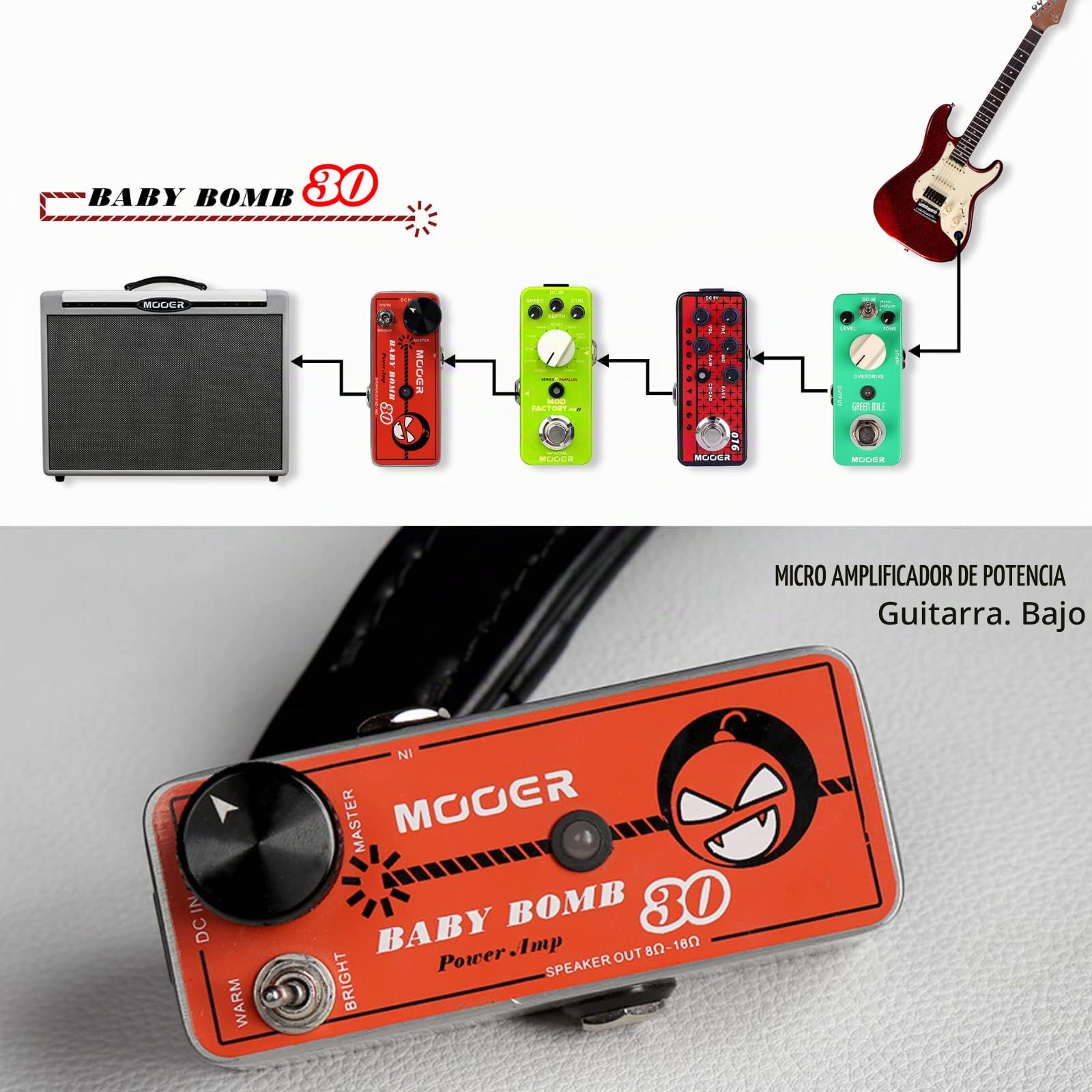 ギター Mooer Baby Bomb 30 Amazon.com: MOOER Baby Bomb 30 - Amplificador de potencia micro