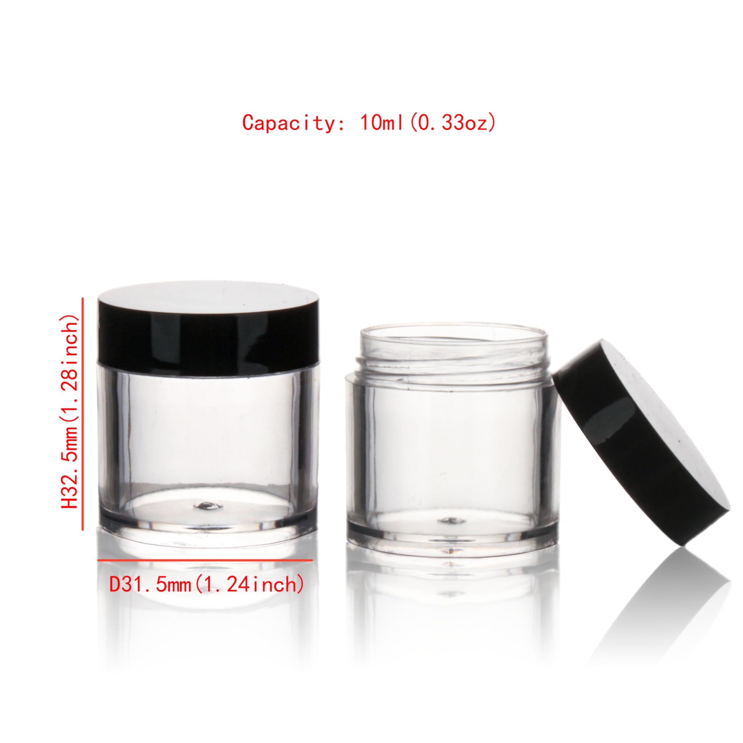 COSIDEA 24 barattolini contenitori vuoti in plastica, rotondi, da 10 g, neri; barattoli per glitter per unghie, contenitori per refill di cosmetici, confezione da 24 pezzi
