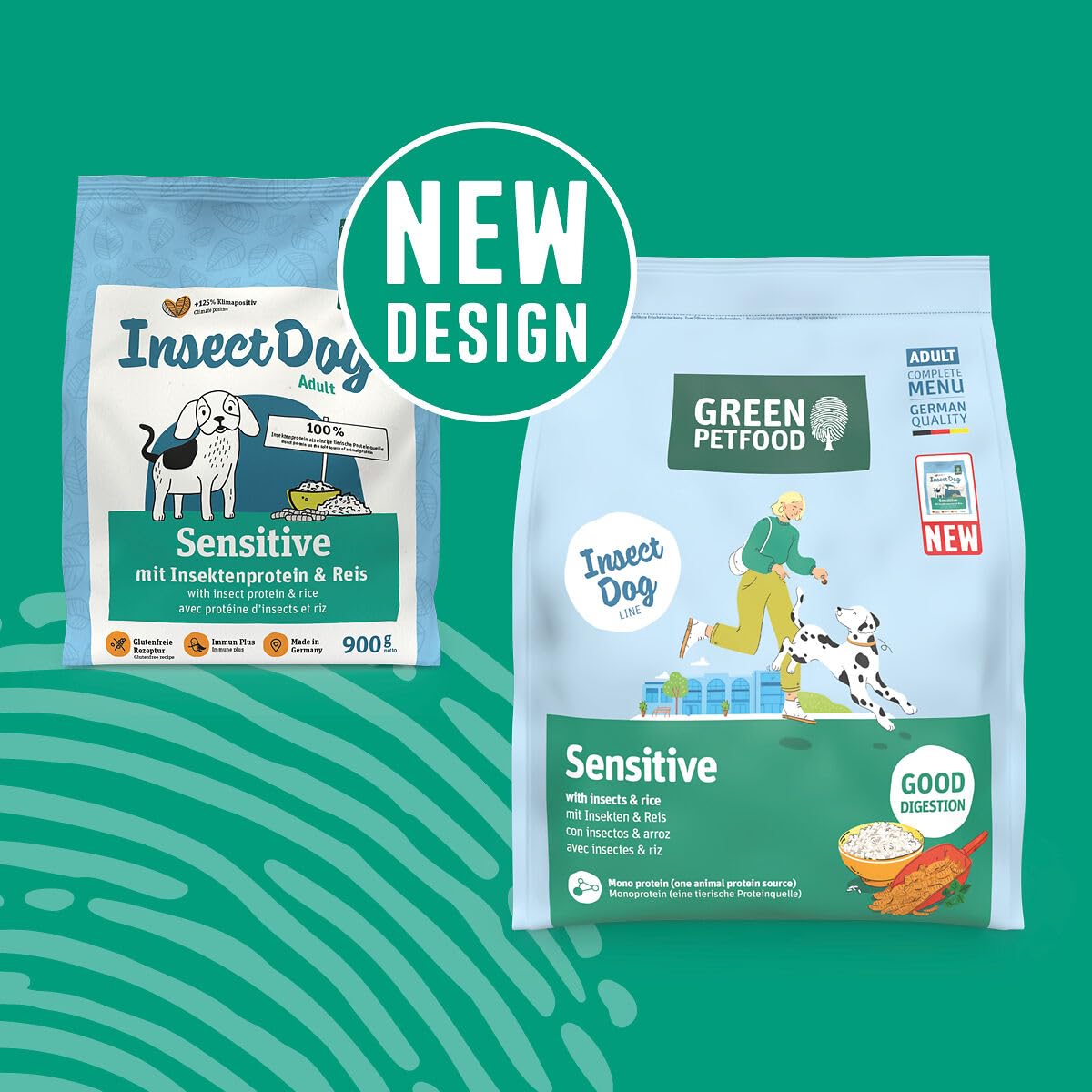 Green Petfood InsectDog Sensitive mit Insekten & Reis (1 x 10 kg) | Adult | Premium Trockenfutter für ausgewachsene Sensible Hunde | Insekten als einziges tierisches Protein | weizenfrei | 1er Pack
