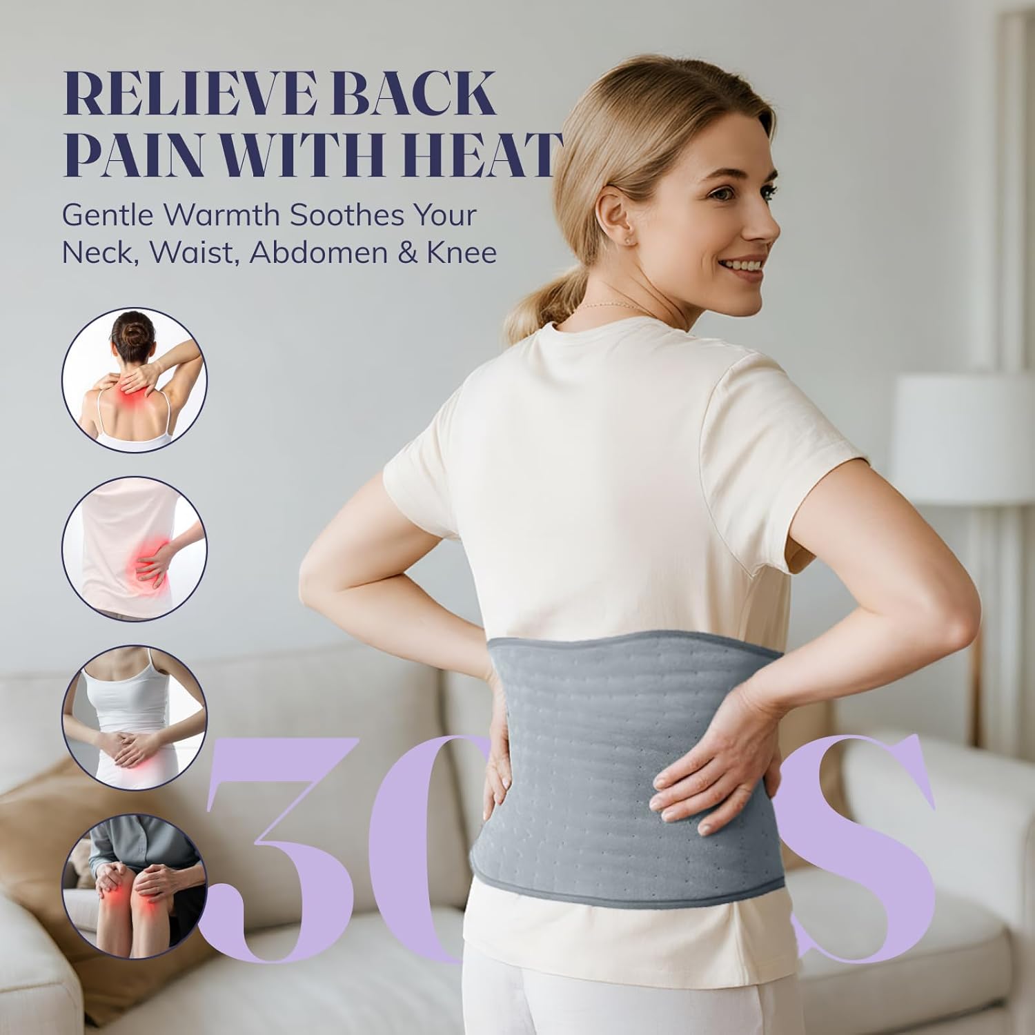 Heating Pad for Period Cramps, Electric Heat Pad with 6 Heat Levels and 4 Times Settings, Moist Heating Pad for Back Pain Relief, Neck, Shoulder, Abdomen, Birthday Gifts for Women and Men - Image 2