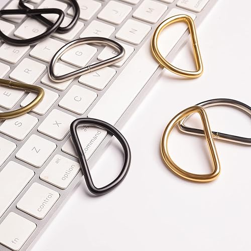 Miniatura 6 de ZoloAJay 40 piezas de anillos en D de 1-12" (38mm) soldados de metal fuerte colores mixtos semi-circulares para collares de mascotas, hardware,