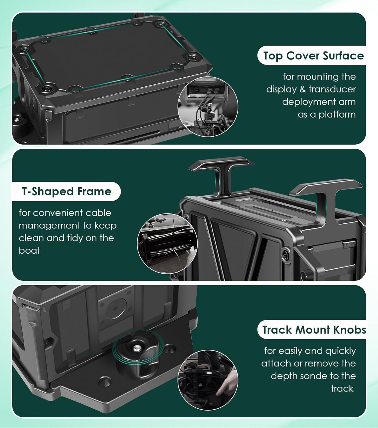 Yoursme Track Mounted Battery Box Replace for YakAttack CellBlok (CLB-1002), for Fish Finders Compatible with Most 7, 9, or 10 Ah 12v Batteries, Fits for YakAttack Switchblade Transducer Arm