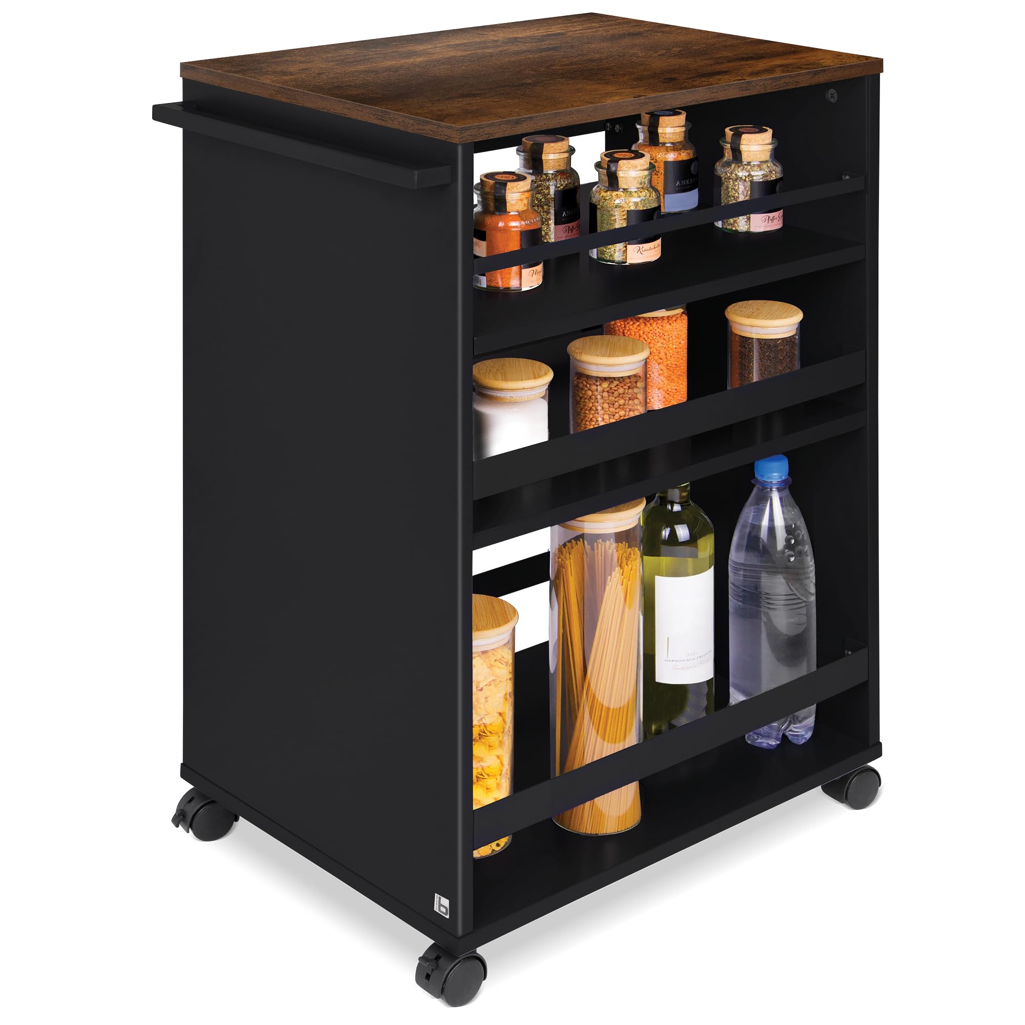 bomoe Kitchen Cart Serving Trolley Wheels with 3 Adjustable Levels FSC®