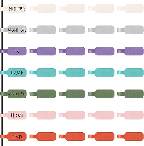 Trilancer Etiquetas de cable de gran tamaño, para organizar cables e identificación, etiquetas multicolor para cable de escritura a mano,