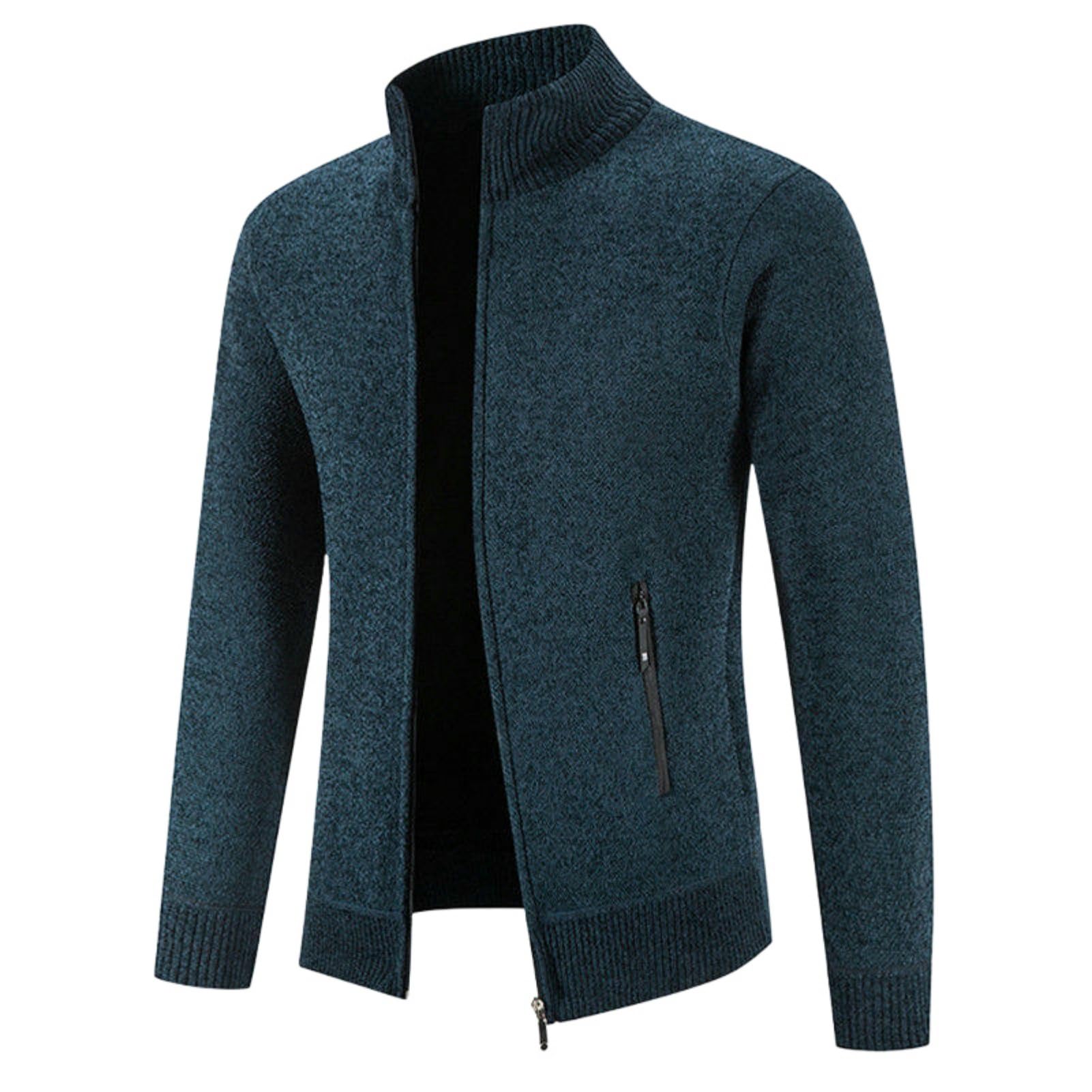 Suéter de punto con cremallera bolsillos para hombre chaqueta de abrigo casual 5