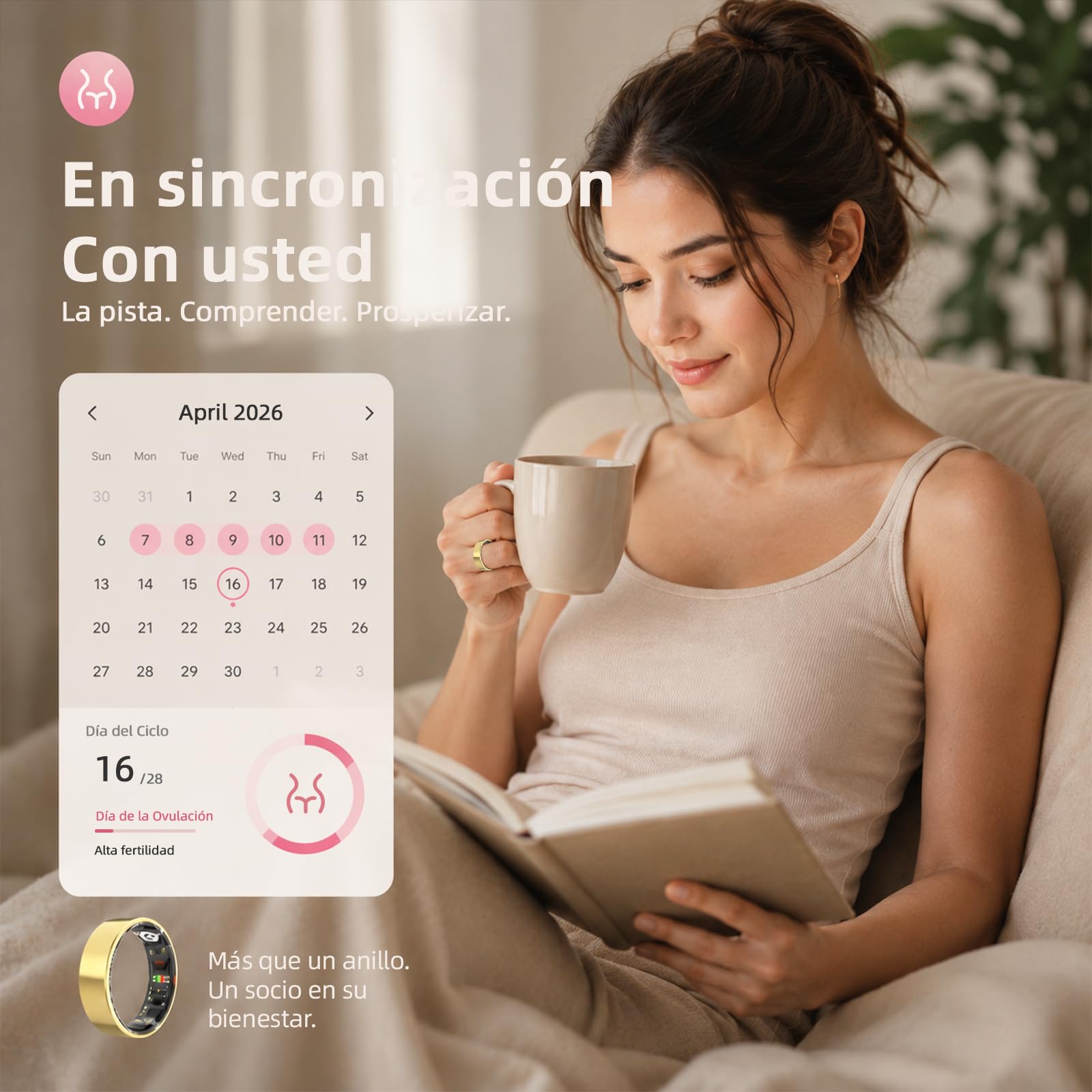 anello intelligente per attività fisica con frequenza cardiaca, ossigeno nel sangue, stress, monitoraggio del sonno, monitoraggio dei passi, impermeabile fino a 10 ATM (oro rosa, 13)