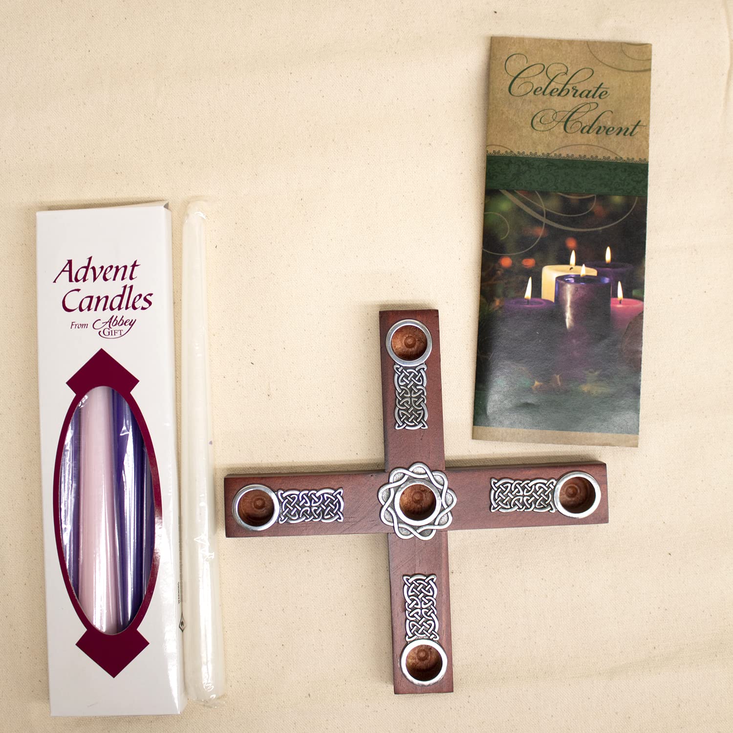 Kathedrale Art AD133 Keltischer Knoten Holz Kreuz Adventskranz Kerzenhalter, 20,3 cm Durchmesser