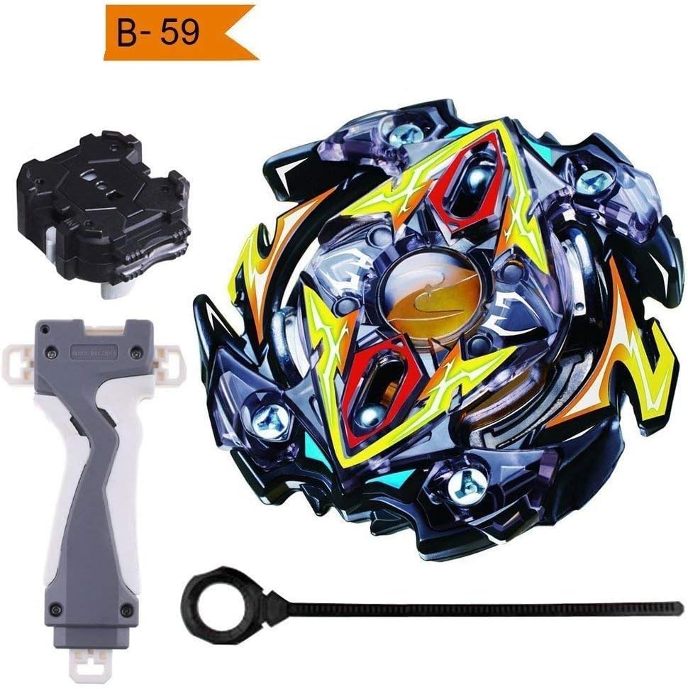 URCARA Bey Burst Gyro Battling Top B-59 Burst Stamina Starter Zillion I.W. Zeus with Launcher Spinning Top + B-40 Launcher Grip Set (Black)