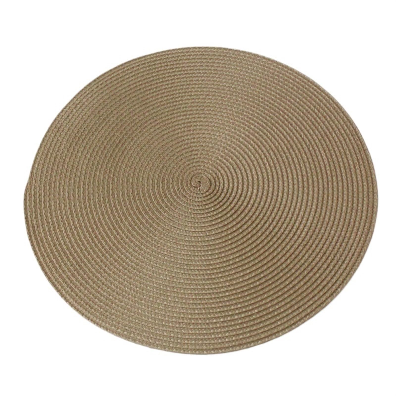 place mats for table Round Placemats For Dining Table Heat-Resistant Stain Resistant Anti-Skid Washable Cotton Woven Tableware Mat for Kitchen Restaurant Dining Table(Khaki)