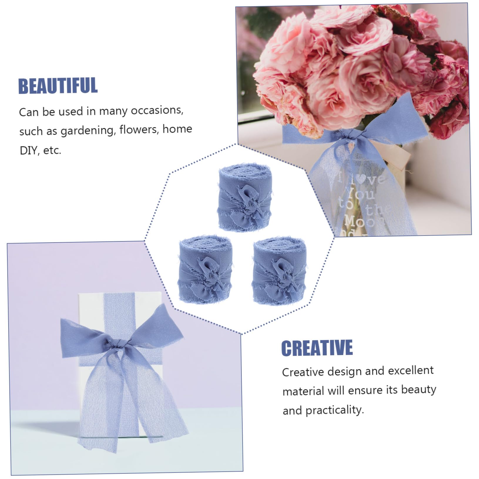 STOBOK 12stücke Handgefertigte Chiffonbänder Yards Je Dekorative Hochzeitsbänder Für Geschenkpäckchen -projekte Fransenbänder Für Einladungen Und Bouquets