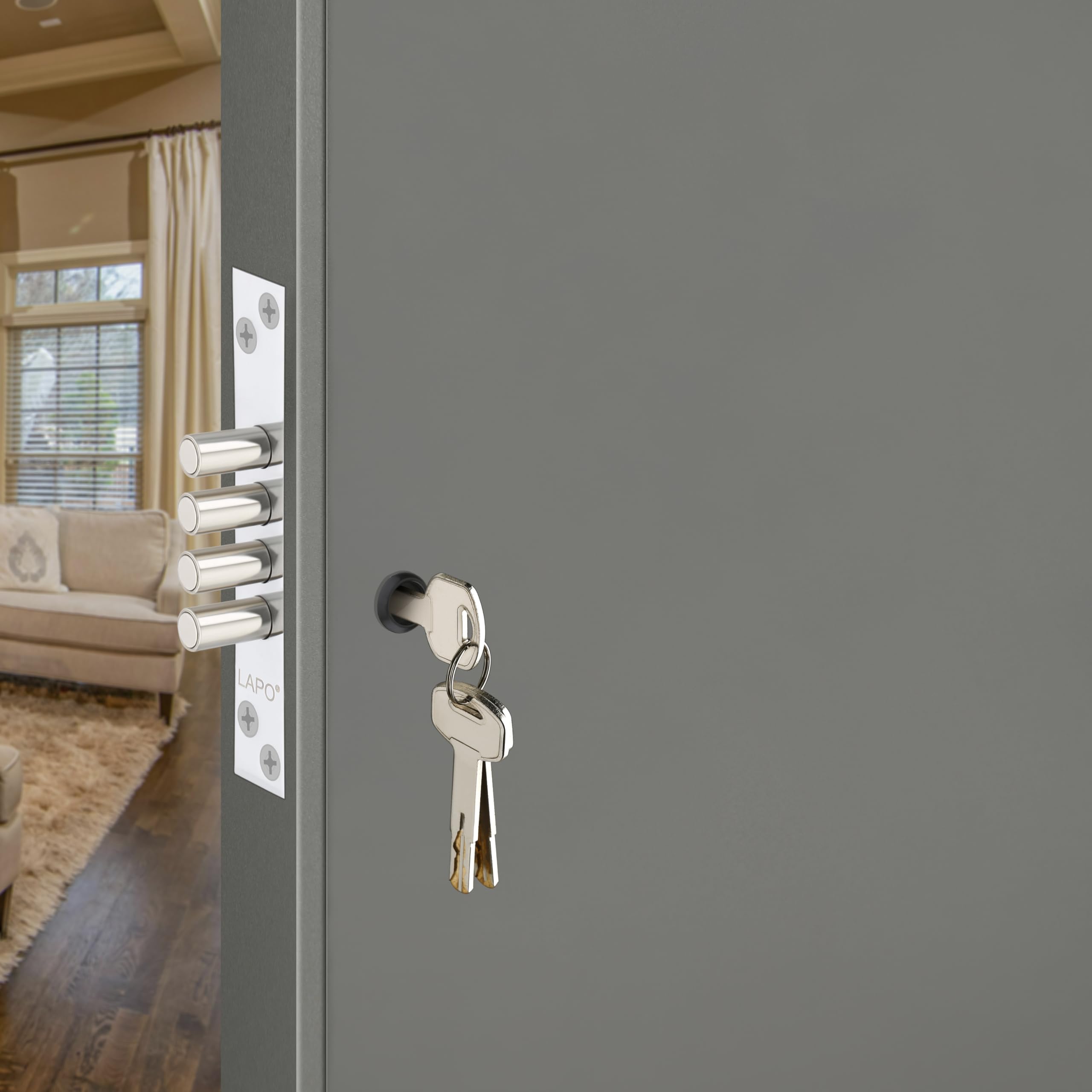 lapo premium 4 bullet dead bolt locks with 3 keys,brass & stainless steel, for 25mm–75mm thickness wooden door,for home & office - chrome finish - kh-05