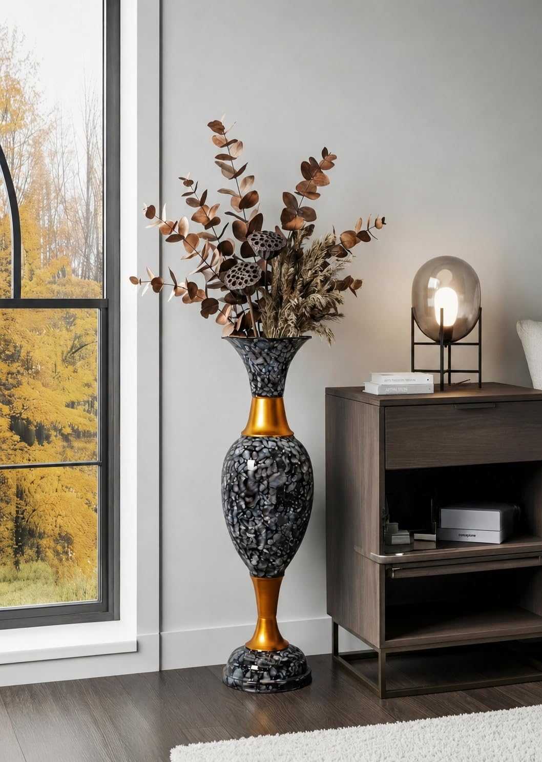 AdiCollar Metal Flower Vase - Rustic Brown Vase -10